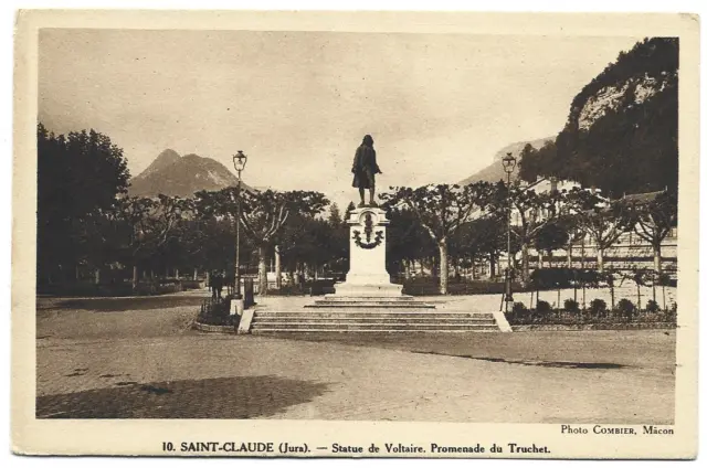 CPA " SAINT CLAUDE - Statue de Voltaire, Promenade du Truchet