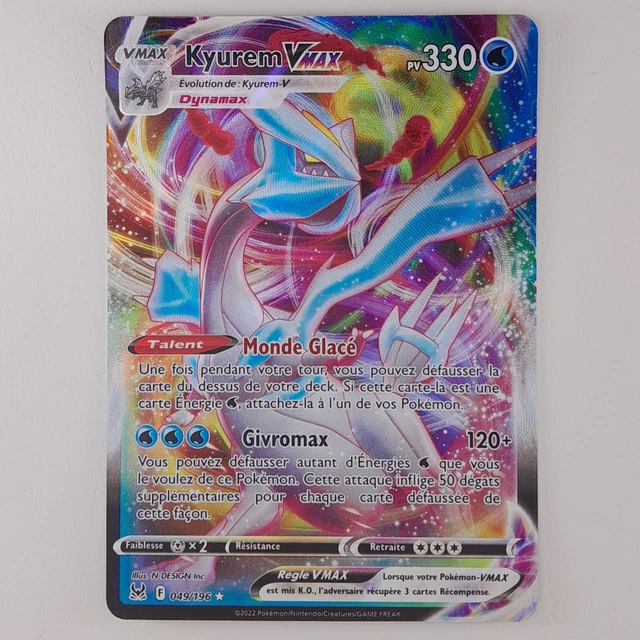 Carte Pokémon Kyurem VMAX 049/196 Double Rare - Épée Et Bouclier Origine Perdue - Neuve Sous Protection