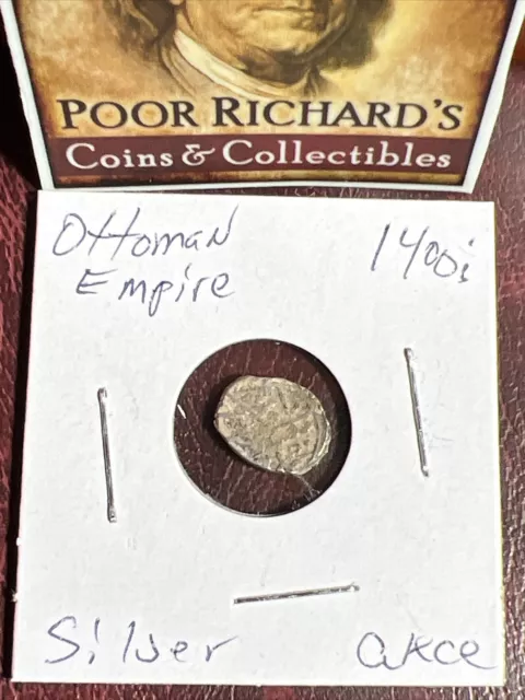 Scarce Genuine Islamic 15th Cent. Ottoman Empire Silver Akce. Shown. M274