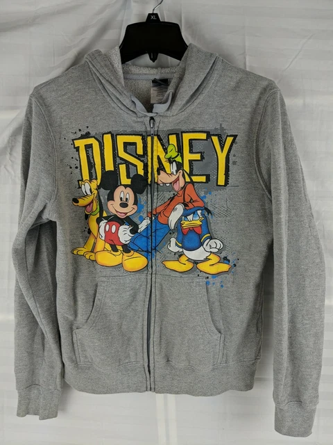 Disney Lightweight Zip Up Hoodie Sweatshirt Mickey Pluto Goofy Donald Duck Sz M