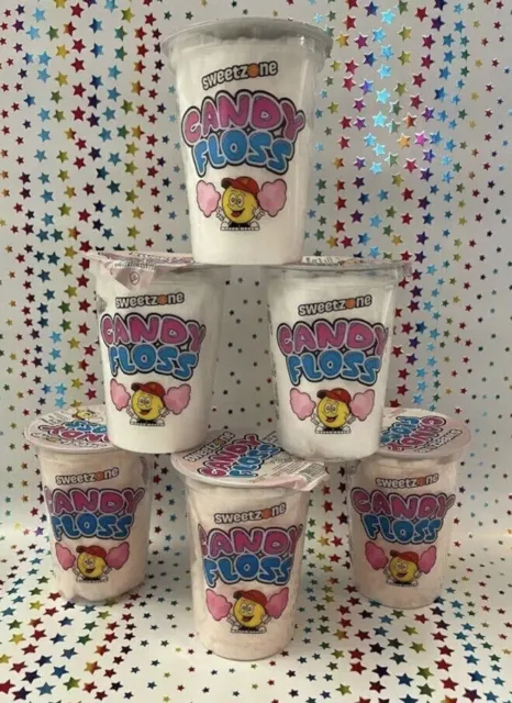 Candy Floss Big 50gm Tubs - 6 per pack - Assorted Colours