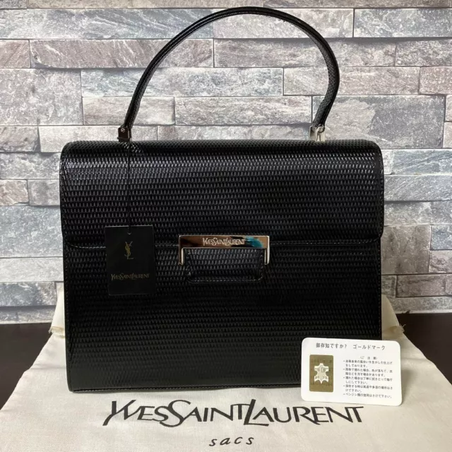 AUTHENTIC YVES SAINT Laurent Handbag leather black Genuine JAPAN $553. ...