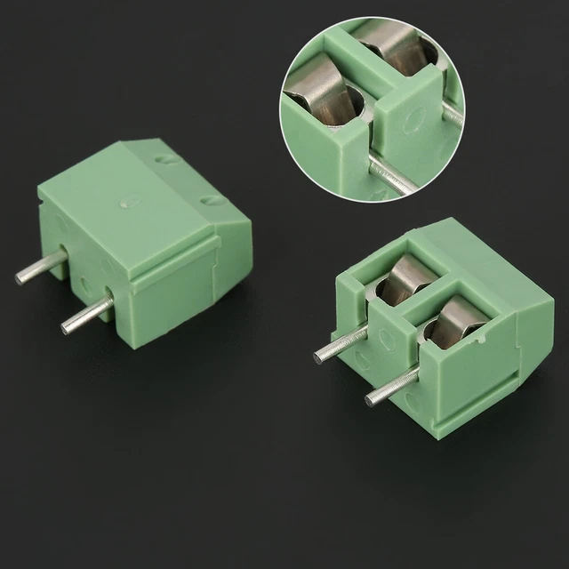 Blocco terminale PCB 2P 50 pz 2 pin 5 mm terminale vite montaggio PCB PCB verde passo