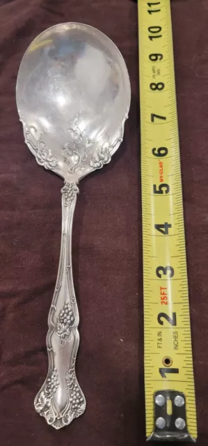 Antique 1847 Rogers Bros. XS Triple Plate Charter Oak Grape Large Serving Spoon