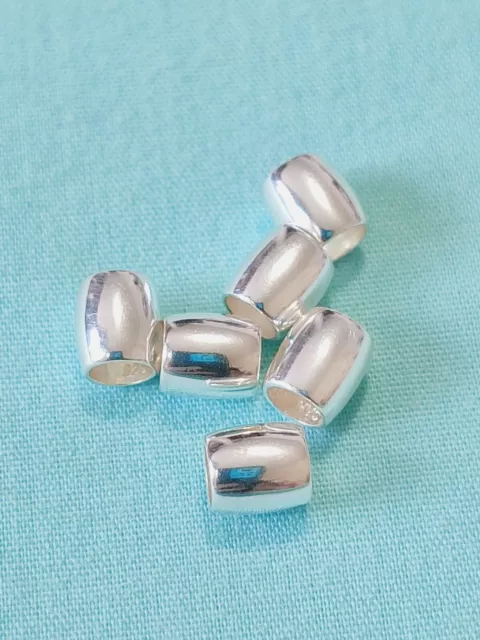 Rhodium Over Sterling Silver Barrel Bead 6pc Lot Jewelry Crafting 5x6mm