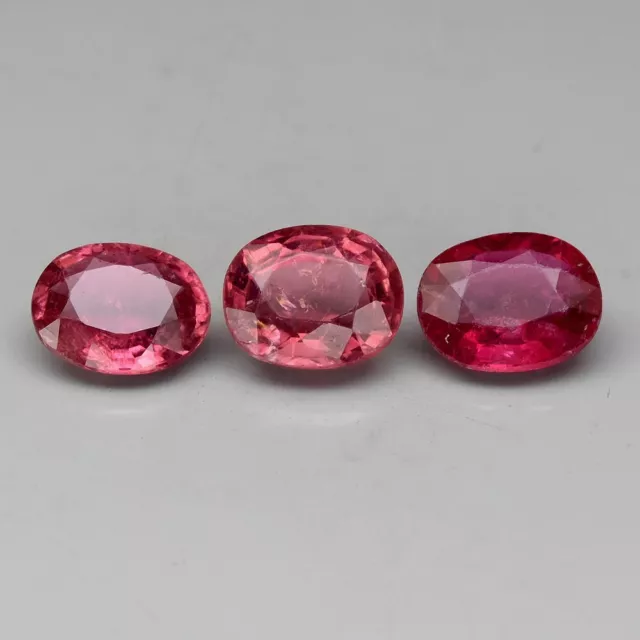 3pcs Lot 2.08ct t.w Oval Natural Unheated Purplish Pink Tourmaline, Mozambique