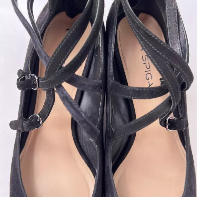 Via Spiga Adonna Strappy Mary Jane Black Suede Block Heel Shoes Womens Size 9 39 3