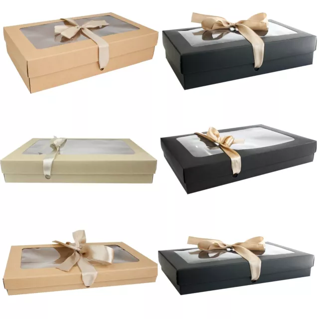 Cardboard Gift Boxes With Window Birthday Wedding Party Clear Display Packaging