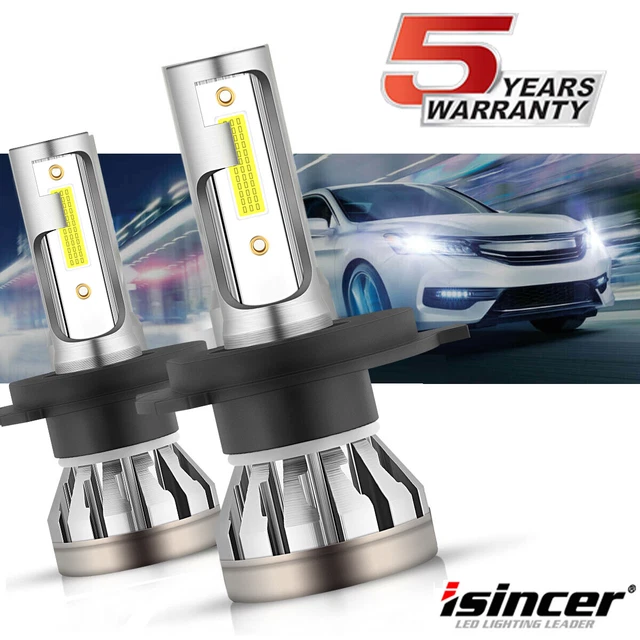 Pair 9003 H4 LED Headlight Kit High Low Dual Beam 6000K Super White Light Bulbs