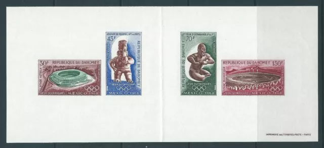 Dahomey, 1968, olímpico, colectivo imperf, papel GUM, folleto, montado sin montar o nunca montado