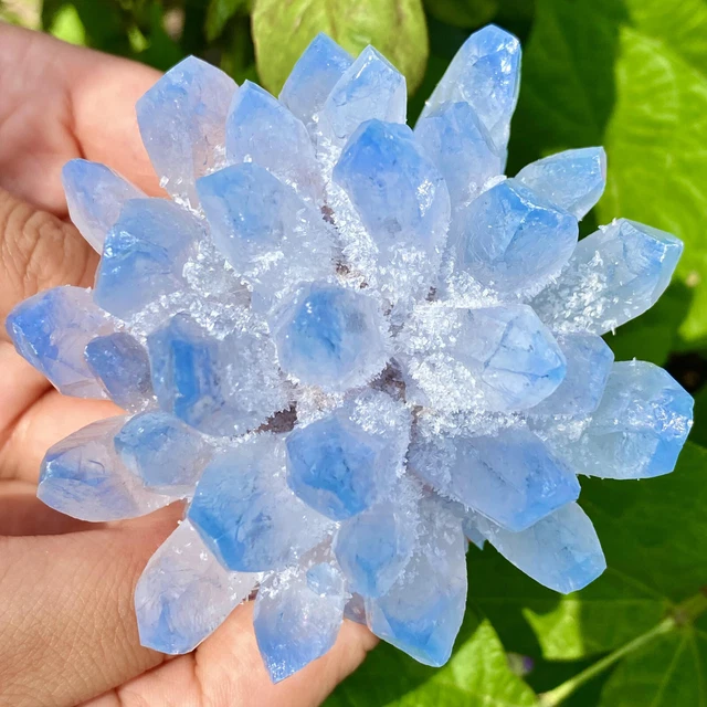 391G New Find sky blue Phantom Quartz Crystal Cluster Mineral Specimen Healing