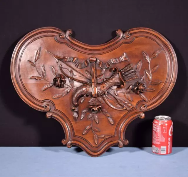 16" Tall French Antique Highly Carved Louis XV Panel in Walnut Wood Salvage