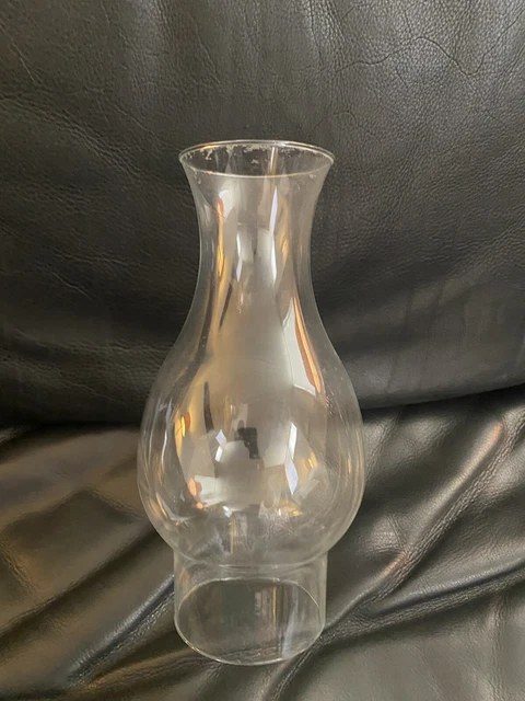 Vintage Clear Glass Lamp Chimney Oval Hurricane Globe 2 7/8” Base x 8.5” tall (F