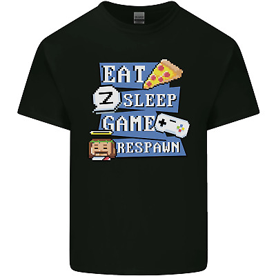 Gaming Eat Sleep Game Respawn Gamer Arcade Mens Cotton T-Shirt Tee Top