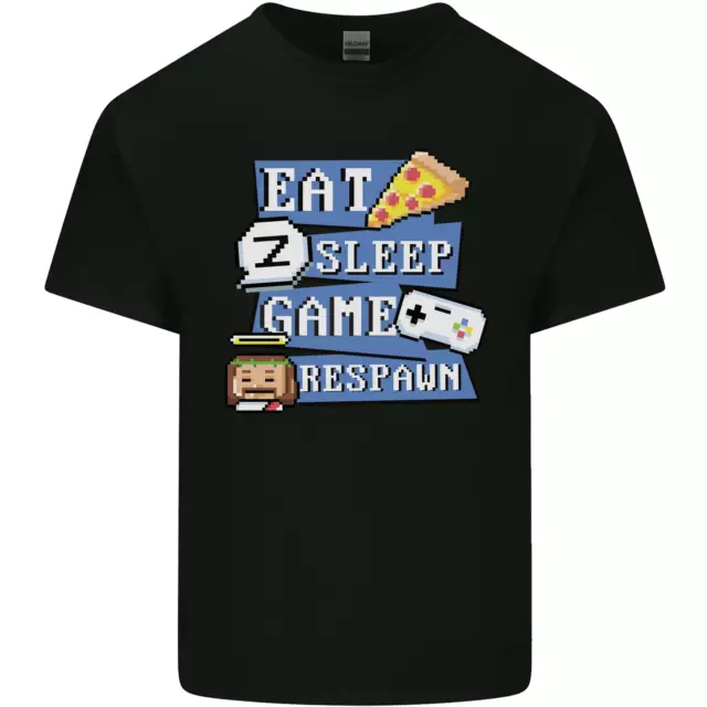 T-shirt top da uomo cotone gioco Eat Sleep Game Respawn Gamer Arcade