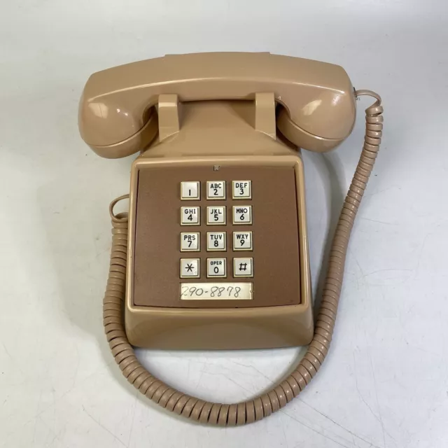 Vintage Stromberg Comdial Telephone Landline Push Button Tan Phone