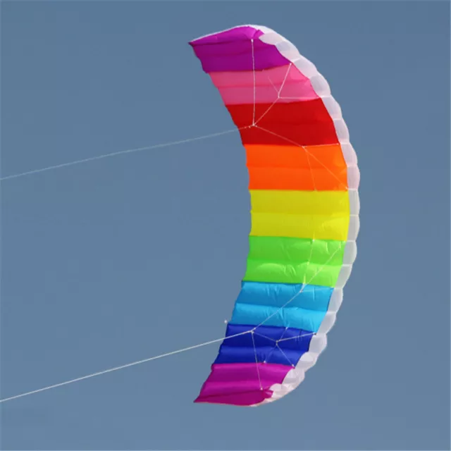 Dual Rainbow Line Kitesurfing Stunt Parachute Soft Parafoil Kite Surfing Outdoor