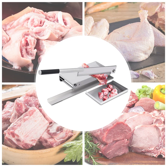 16'' Guillotine Bone Cutting Machine Rib Slicer Kitchen Tool w/ Food Spatula