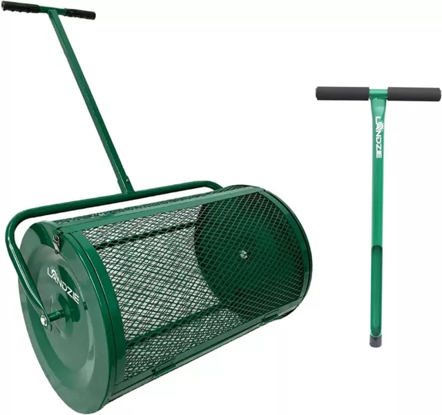Landzie Lawn & Garden Care Kit - 24" Mesh Push Spreader and 20" Steel Soil Probe