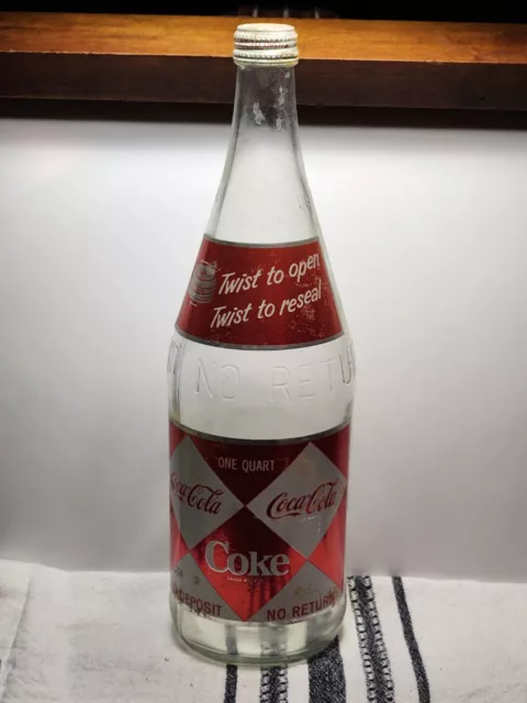 Large 1 Quart Diamond 1960s Coca Cola Coke Bottle FF4