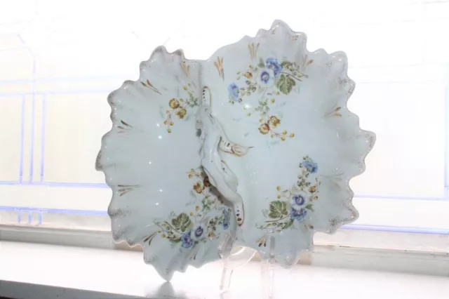 Large Antique Porcelain Handled Leaf Divided Dish Tray KPM Germany