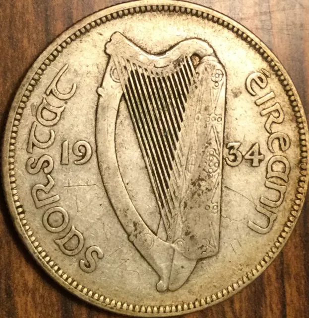 1934 Ireland Silver Half Crown Coin