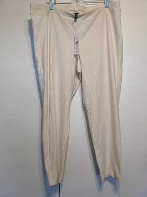 NWT EILEEN FISHER The SYSTEM Bone Washable Stretch Crepe Slim Ankle Pants $168