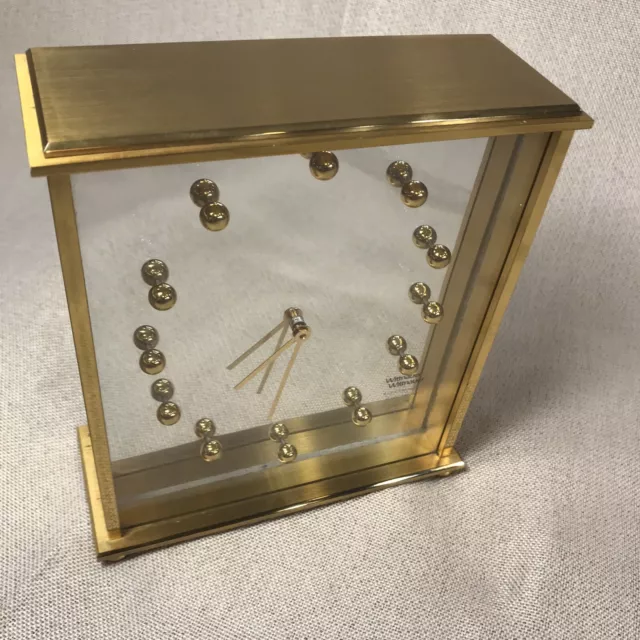 Vintage Wittnauer Swiss Made Clock Desk Mantle Heavy Brass Mirror Back MCM Decor