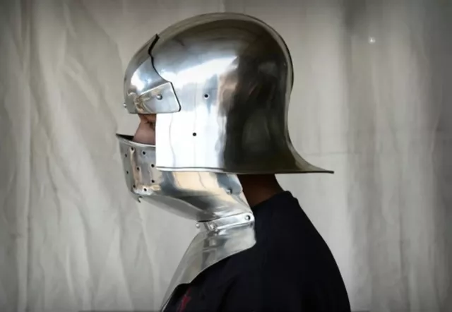 Medieval Sallet helmet with Bevor Gothic Style for LARP/Reenactment/Role Plays/