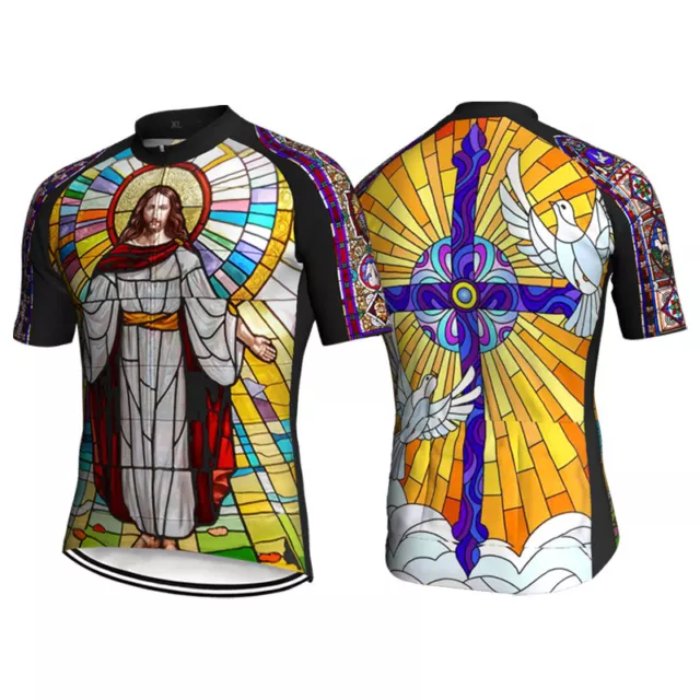Church Cycling Jersey Short Bicycle Bike Catholic MTB Shirt Jesus Jacket Ride