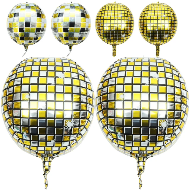 6 Pcs Disco Ball Balloon Aluminum Film Birthday Party Supplies Metallic Sphere