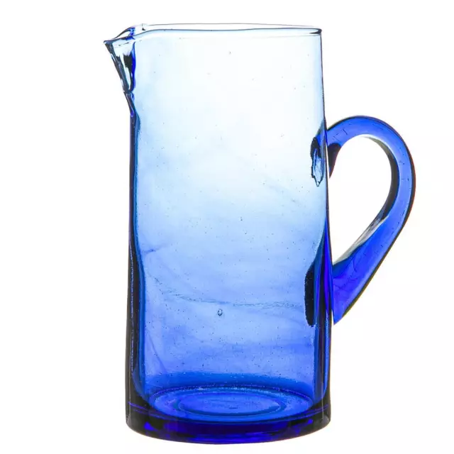 Jebel Recycled Glass Jug Water, Juice Carafe 1L Blue