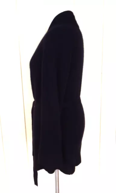 Neiman Marcus Women Black Thick Ribbed Cashmere Cardigan Coat Wrap Sweater S M L 3