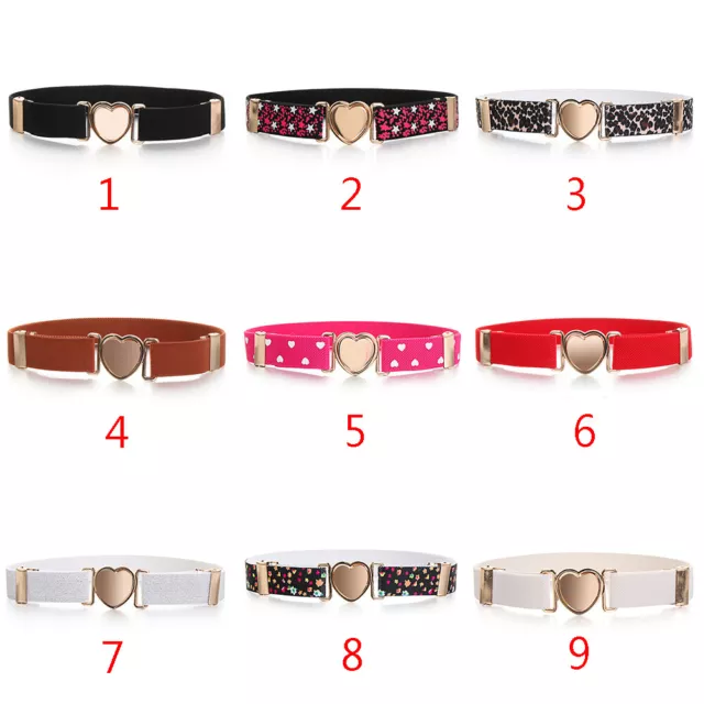 Teen Heart Belt Kids Adjustable Dresses Girls Waist Belt Elastic Belts 2