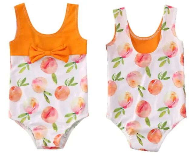 StylesILove Orange Peach Little Bow Baby Girl 1-PC Swimsuit, 6M-3T