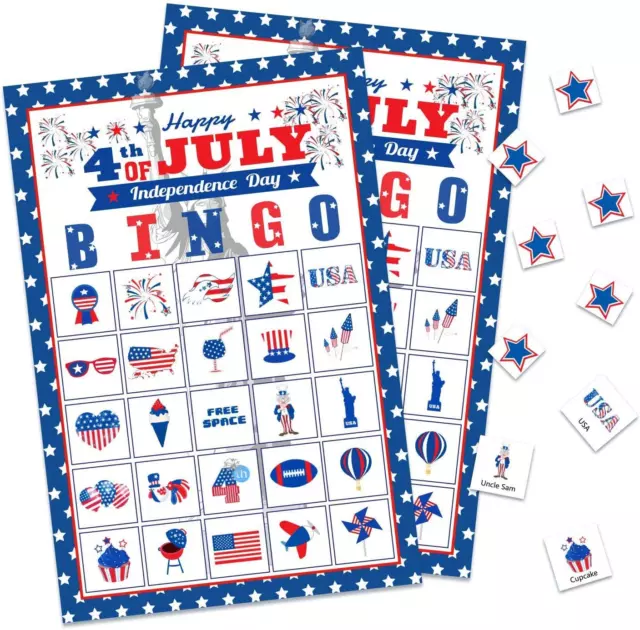 32 Players Fourth/4Th of July Bingo Game Cards- Patriotic Party Supplies for Kid