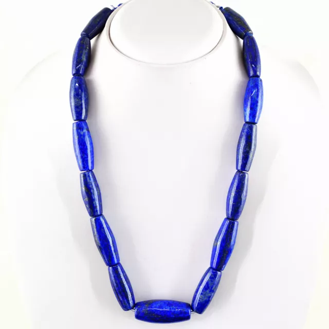 Beautiful 698.00 Cts Natural Blue Lapis Lazuli Untreated Beads Necklace (Rs)