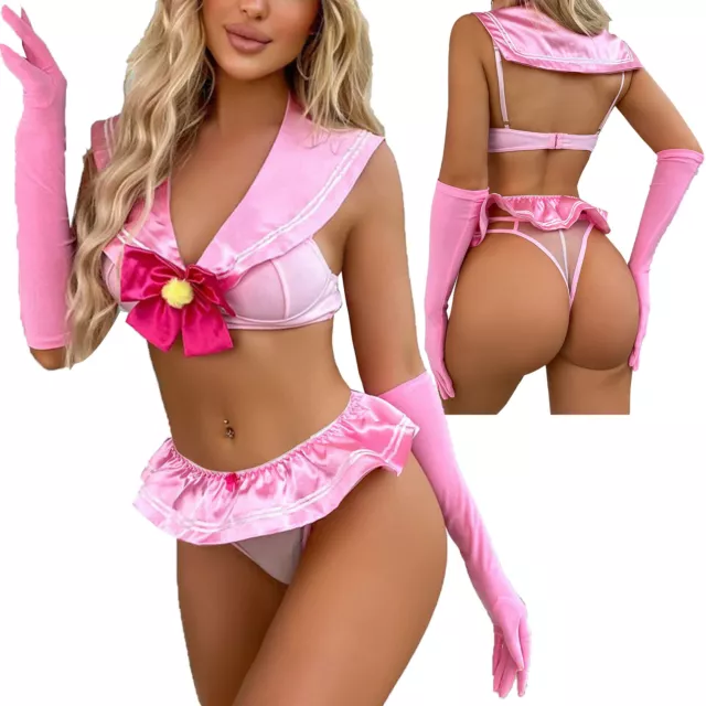 Womens Schoolgirl Role Play Costume Anime Cosplay Uniform Lingerie Nightwear