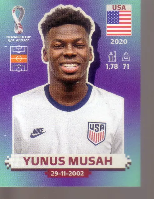 Sticker Panini Fifa World Cup Qatar 2022 Yunus Musah Usa # Usa15