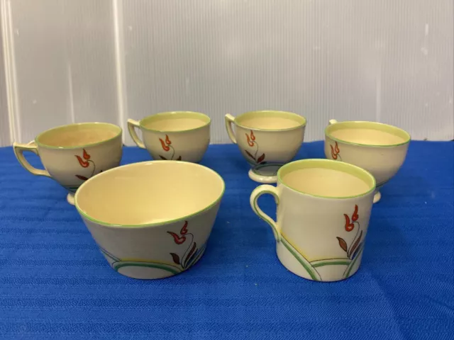 Vintage Art Deco Royal Doulton Dubarry Hand Painted Tea Cups. Can. Sgr Bowl