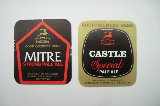 PAIR OF MINT McMULLEN HERTFORD MITRE & CASTLE PALE ALE BREWERY BOTTLE LABELS