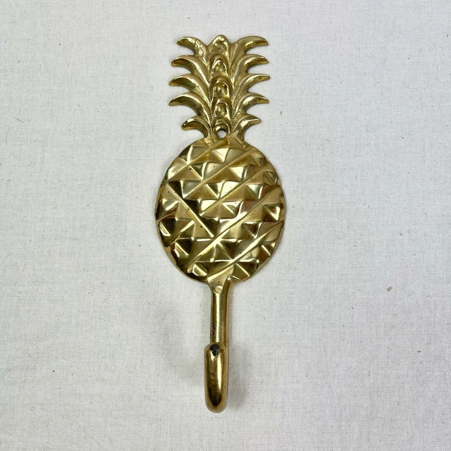 Vintage Brass Pineapple Hook Hanger Hat Towel Coat Wall Tropical Decor