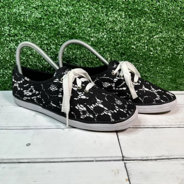 Keds x Taylor Swift Collection Black White Floral Lace Sneakers Womens size 7