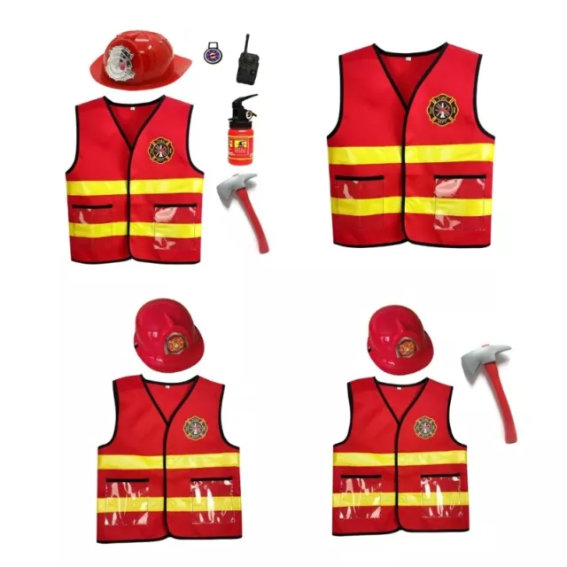 Fireman Costume Outfit Fighter Costume for Halloween Dress Up Party Props