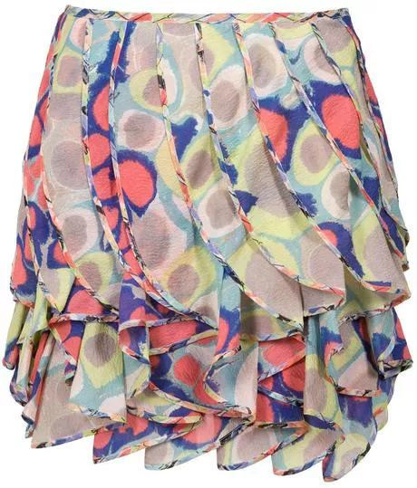 Diane von Furstenberg Ilse Silk Chiffon Ruffle Skirt  10 US