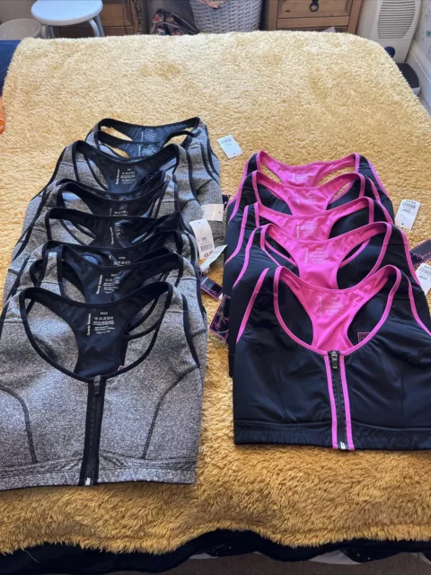 JOBLOT 16 Ladies SPORTS BRAS,TOPS ,PINK MIX,GREY MIX ,MIXED SIZES SPORTY SECRETS