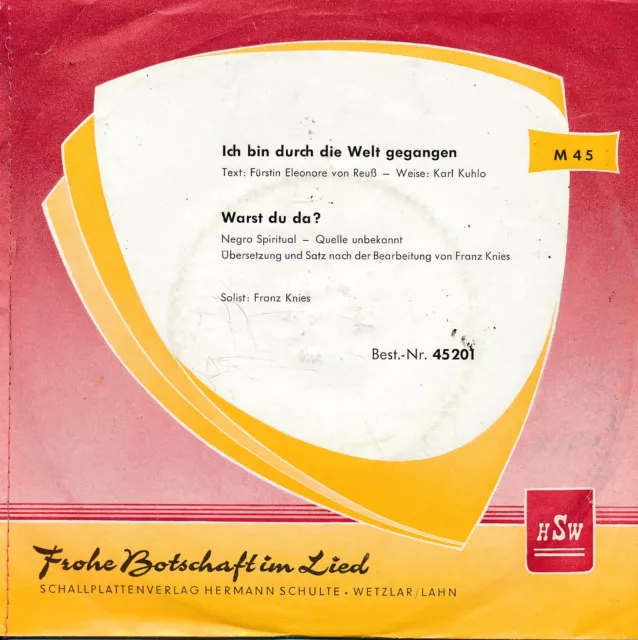 Frohe Botschaft im Lied - Ich bin durch die Welt.. - Single 7" Vinyl 243/09
