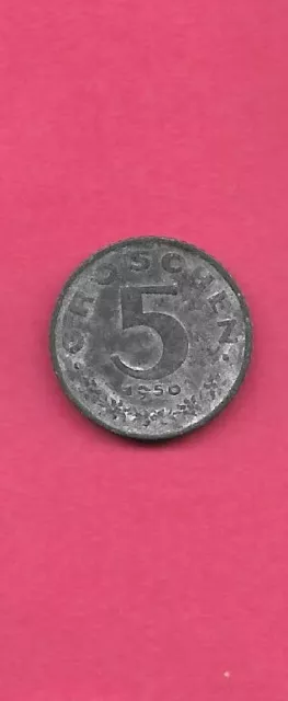 Austria Austrian Km2875 1955 Vf-Very Fine-Nice Old Vintage Zinc 5 Groschen Coin