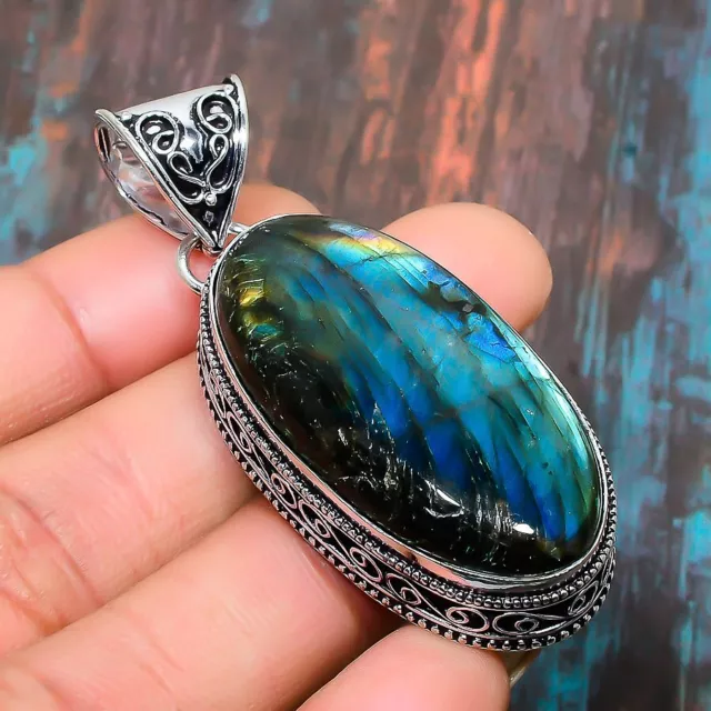 Labradorite Gemstone Handmade Gift Jewelry Pendant 2.36" H729