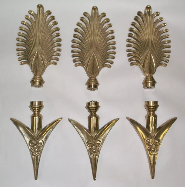 Vintage Brass Arrow and Feather Curtain Rod Finials Steampunk